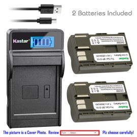 Kastar BP-511 Battery or Slim LCD Charger for Canon EOS 50D D30 D60, Kiss, Kiss Digital - 4 Batteries