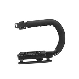 jojofuny U Shape Camera Stabilizer Grip Three Hot Shoe Mounts for DSLR and Camcorders Handle for Comfort and Skid Pads for Stability Video Recording