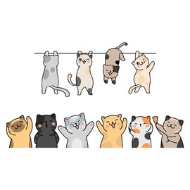 SUPERDANT Carton Cat Wall Decor Pet Cats Wall Decal Peel and Stick Sleeping Cat Wall Decals DIY Art PVC Wall Decal Decorations to Stick On the Wall For Kid's Bedroom Living Room Pet Shop
