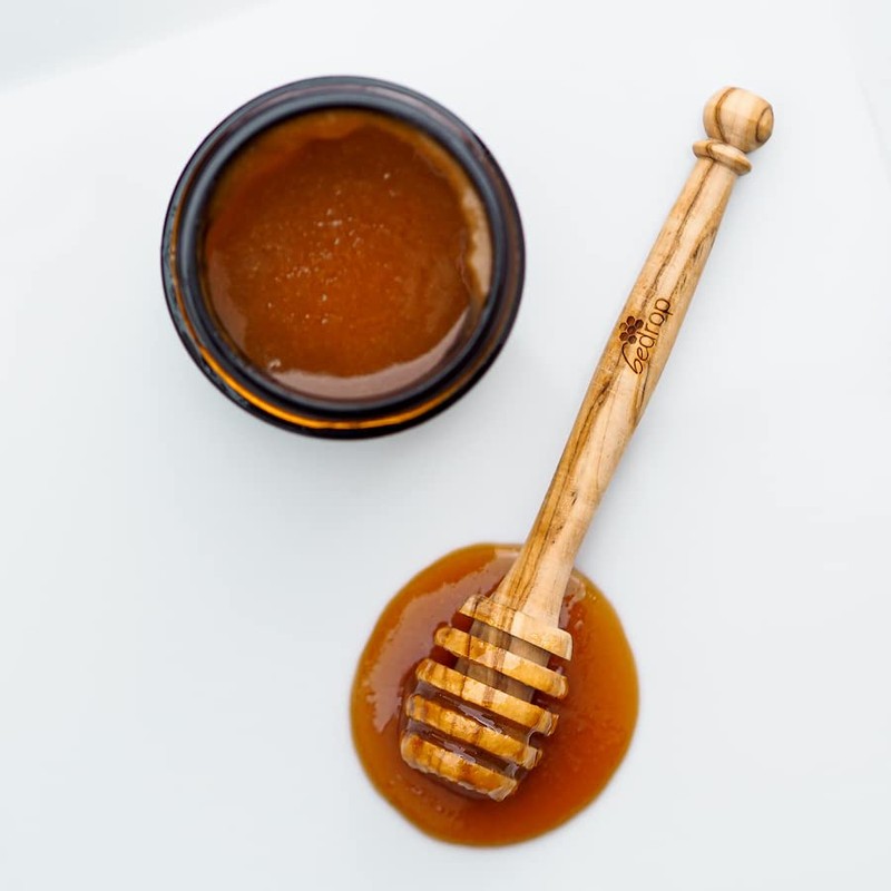 bedrop Honey Spoon Made of Real Olive Wood, 13 cm,