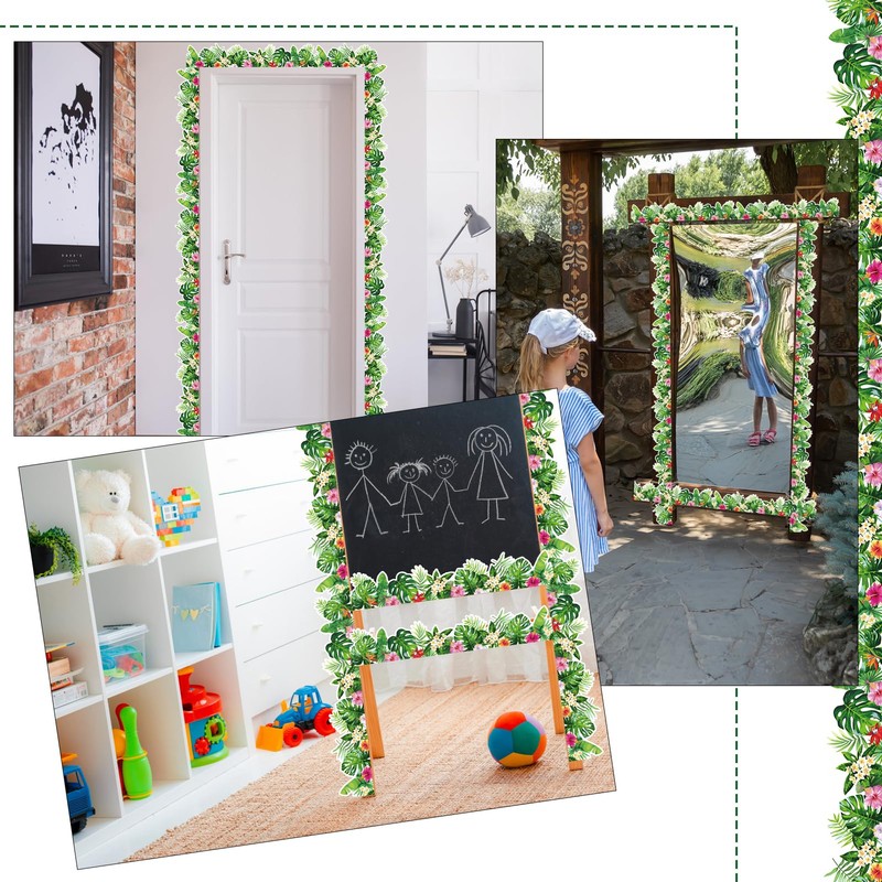 72 Ft Tropical Bulletin Board Borders,Boho Die-Cut Greenery Border Trim,Wall