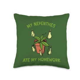 My Nepenthes Ate My Homework Funny Pitcher Plant Graphic Throw Pillow