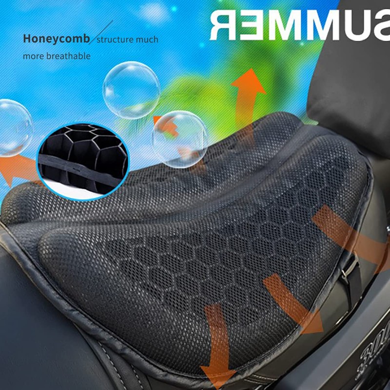 CHCYCLE Motorcycle Seat Cushion, Motorcycle Gel Seat Pad with 3D