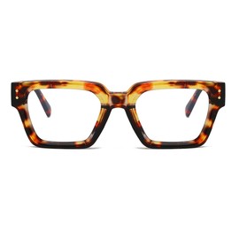 JOVAKIT Square Blue Light Glasses for Women Men Fashion Thick Frame Glasses Trendy Computer Eyeglasses Anti Eyestrain (Tortoise)