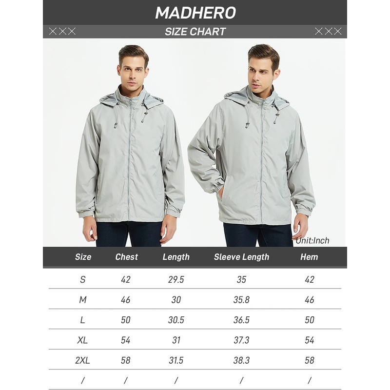 chamarra impermeable ligera cortavientos para hombre con capucha extraíble, Azul