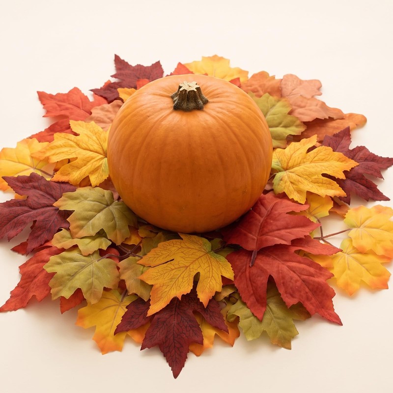 Axafazup 50 Pcs Autumn Maple Leaves, Artificial Fake Fall Leaves