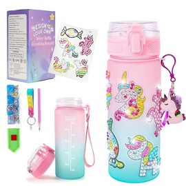 Kit de Manualidades para Niña，Juguetes DIY con motivos de sirenas y unicornios，Diamond Painting para Niños de Botella Agua DIY y pegatinas de diamantes ，Regalos de Manualidades para Niñas de 5 a 12 años, Cumpleaños y Navidad(Color 1)