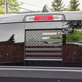 Zxiaochun Rear Middle Window American Flag Decal for Ford F150 F250 F350 2004-2011 2012 2013 2014 Back Center Sliding Window Glass USA Flag Vinyl Sticker Exterior Accessories(Matte Black)