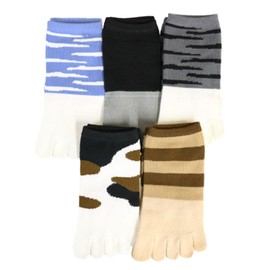 Waraku Fuuka Japanese Cat Design Toe Five Finger Socks (Set of 5 Pairs) Athletic No Show Split Toe Socks Colorful, Cat Paw B, 5-7