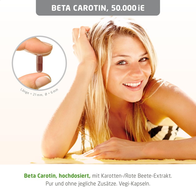 Greenfood Beta Carotene Capsules, 50,000 iE (30 mg), Vegi-Capsules, Extra