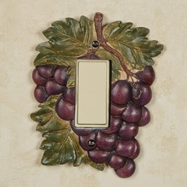 Touch of Class Grape Harvest Realistic Grapes Single Dimmer/Rocker - Resin - Purple, Green - Dimensional Light Switch Cover for Kitchen, Dining Room, Bar, Restaurant, Wine Cellar