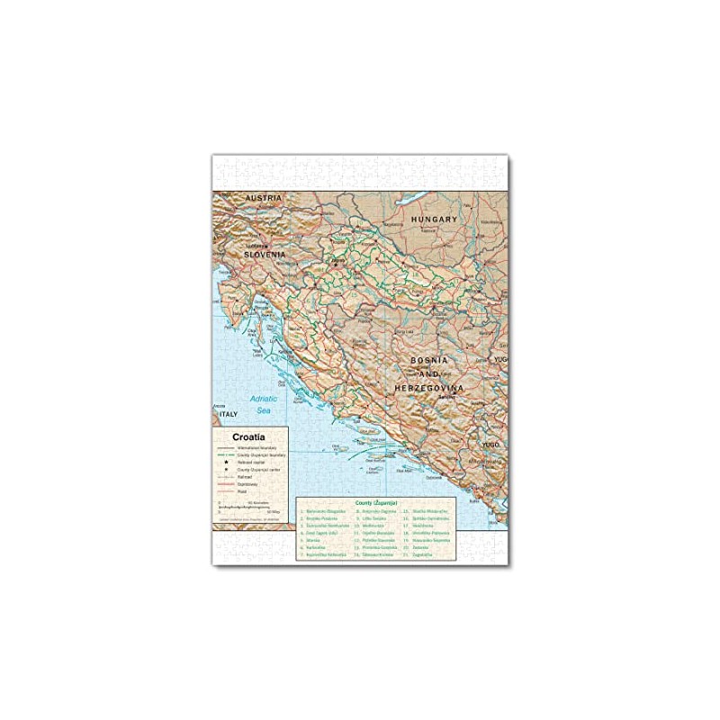 Lais Puzzle Physical Map Croatia 1000 Pieces