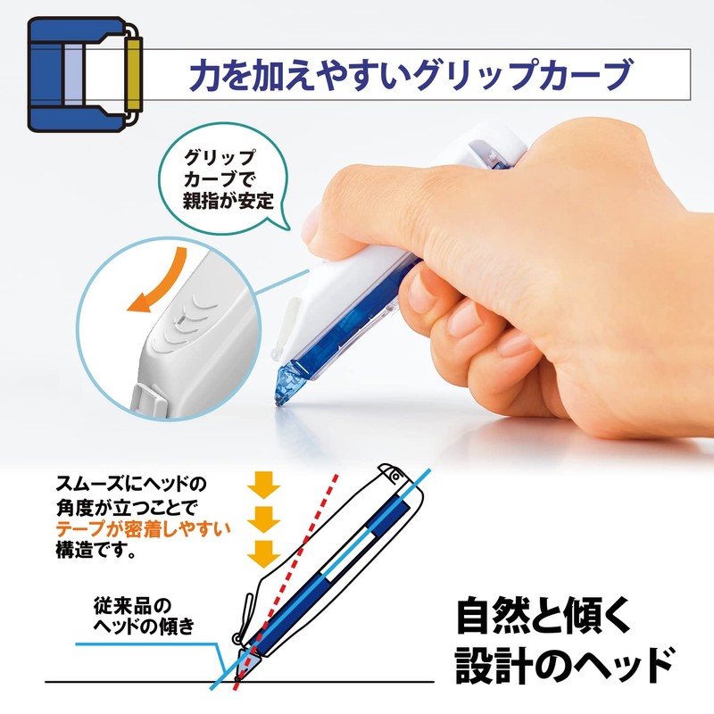 Plus Correction Tape, Whiter Switch, 0.2 inch (5 mm), Blue,