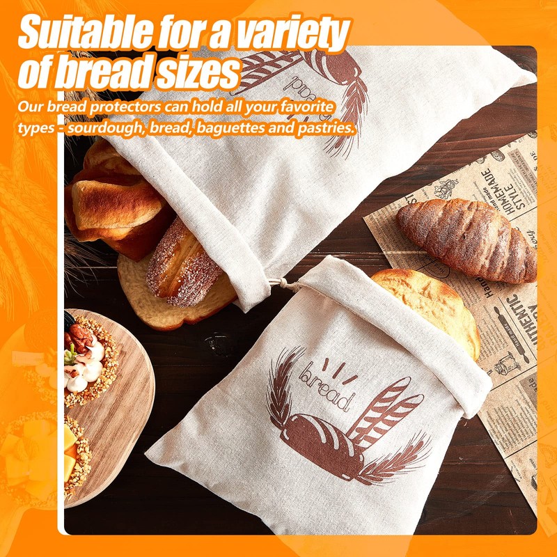 20 Pcs Linen Bread Bag Reusable Homemade Bread Container Drawstring
