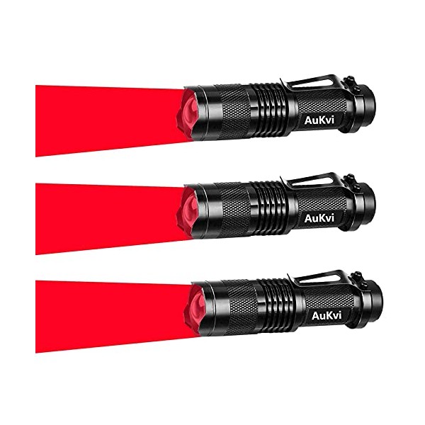 Red Light Flashlight ,Single Mode Red Led Flashlights, Zoombale Red Hunting Light Torch for Astronomy, Aviation, Night Observation,3 Pack