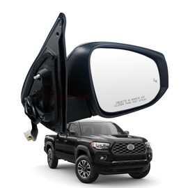 Black Right Passenger Side Mirror Replacement For Toyota Tacoma 2016-2022-Power Glass,Heated,Manual Folding,Turn Signal, Blind Spot Detection For Tacoma Side Mirror#TO1321350(8Pins)