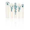 Artiprint Glossy White Coffin Press-On Nails with Blue Rhinestone Detailing,