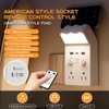 Smart Remote Control Night Light Socket,2AC+3USB Fast Charging,Wall Outlet Night