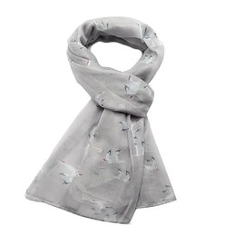 GFM® Women's Seagulls Print Scarf for Spring and Summer (Silver Grey) (FLD)(PSCF-SG-24044-HLBH)