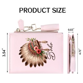 GEEAD Small Wallets for Women Slim Compact Bifold Card Holder Wallet with Zipper Keychain Coin Pocket