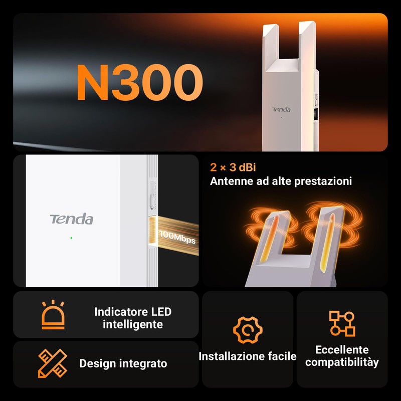 Tenda Ripetitore WiFi Extender e Access Point, Velocità Single Band