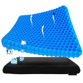 GTPLAYER Gel Seat Cushion, Breathable Honeycomb Design Cooling seat Cushion, Absorbs Pressure Points Seat Cushion, Home Car Gel Cushion for Office Chair (18.5 x 17.3 x 1.4 inch)