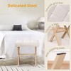 LUE BONA Square Linen Makeup Stool, Metal X Legs, Small