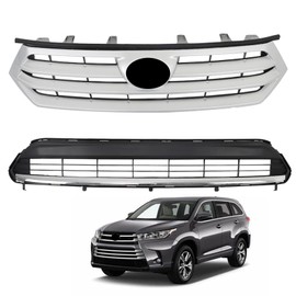 SEBLAFF Chrome Front Bumper Upper and Lower Grille Assembly Set Replacement for 2011-2013 Highlander