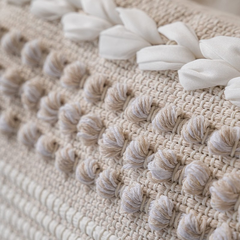 BlissBlush Cream White Boho Throw Pillow Cover 20X20, Decorative Neutral