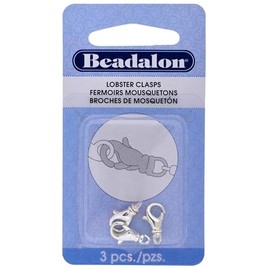 Beadalon 315B-032 Lobster Clasp Swivel 15mm Nickel Free Silver, Plated, 3-Piece