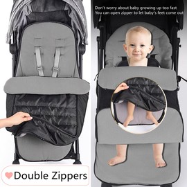 Universal Pushchair Footmuff Fleece Lined Baby Stroller Bunting Bag Waterproof Windproof 2 in 1 Pram Foot Cover Winter Warm Cosy Toes Detachable Buggy Seat Liner Cushion Infant Toddler Sleeping Bag