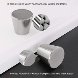 LONTAN 10 Pack Kitchen Door Knobs Brushed Nickel Knobs for Dresser Drawer Pulls and Knobs Cabinet Hardware Silver Drawer Knobs Round Aluminum Alloy