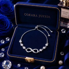 COKARA JOYEIA - Pulseras De Plata 925 Mujer Con Infinito Ajustable Elegante