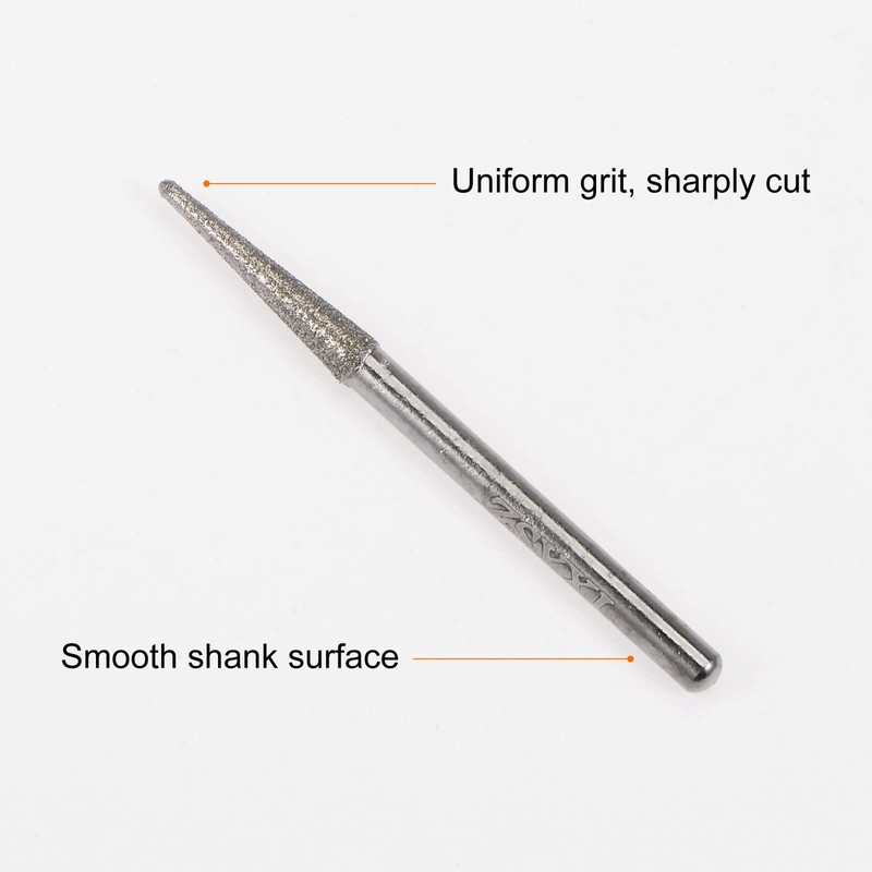 sourcing map 30pcs Diamond Grinding Burrs Carving Bits 3mm Conical