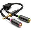 deleyCON Headphone Headset Splitter - Audio Jack Y Adapter Cable