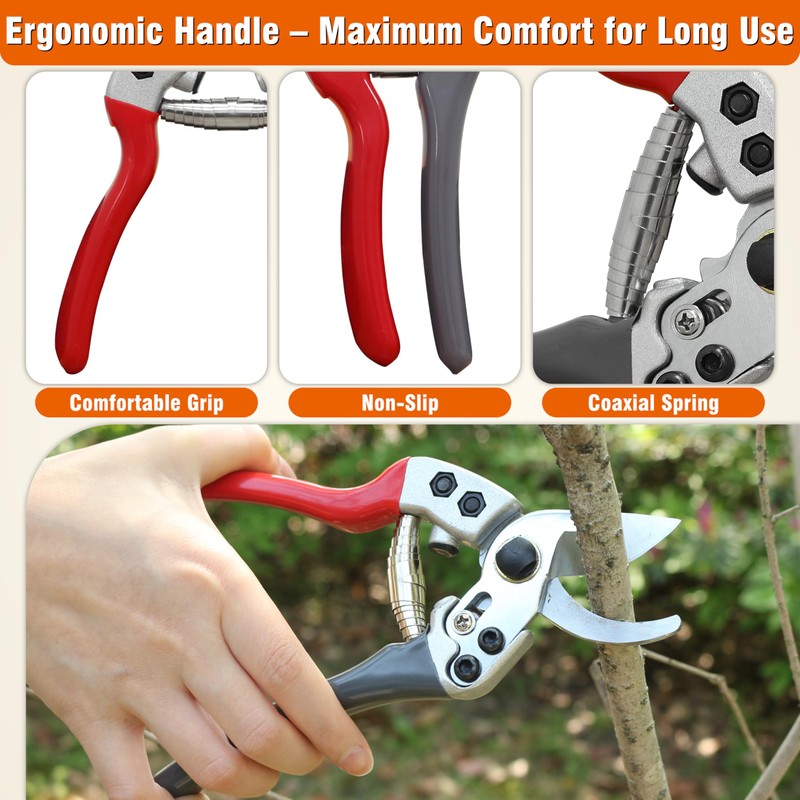 Gardzen 8" Bypass Prunning Shear Garden Scissors, SK5 Sharp Precision