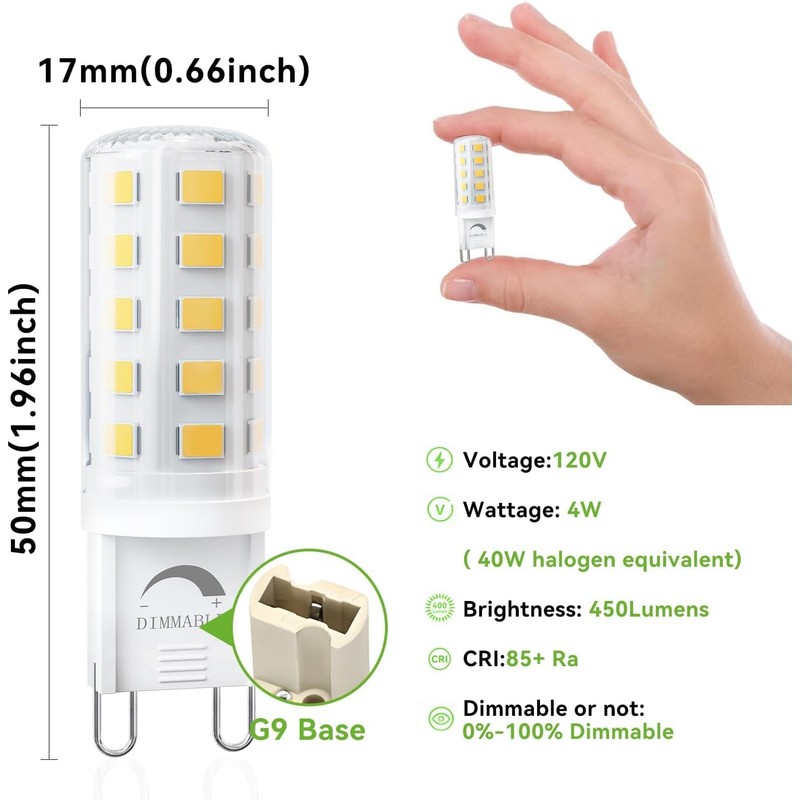 TJOY 24 Pack Dimmable G9 LED Bulb 4W Equivalent 40