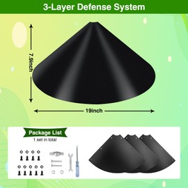 DreiPanda 19 Inch Wider Squirrel Baffle for Bird Feeder Pole, Raccoons Rodents Guard Stopper for Outside Shepherd Hooks, Easy Assembly Baffle for Bird Feeding Pole/Bird House (1, Black)