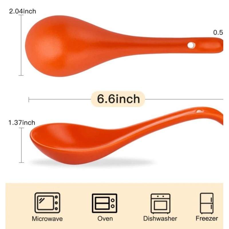 HANSGO Porcelain Soup Spoons Set of 6 Ceramic Chinese Soup