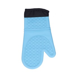 Silicone Oven Mitts with Cotton Heat Insulated Anti Scalding Baking Gloves for Home KitchenBlue