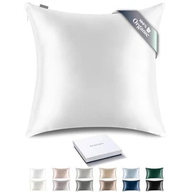 RENESSY Organic Silk Pillowcase 80 x 80 cm - 100% Organic Mulberry Silk, 22 Momme, Naturally Hypoallergenic, Promotes Hair and Skin Health, 1 Piece (White)