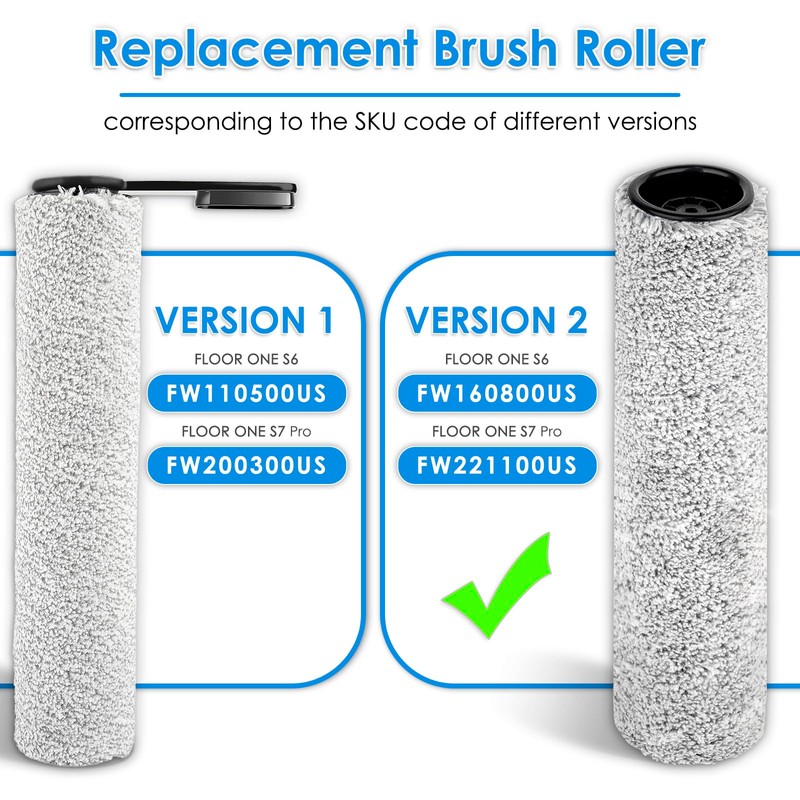 【Version 2, Detachable】(3 Pack) S7 Pro Brush Rollers and HEPA