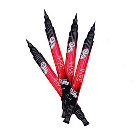 Delineador De Ojos 2 En 1 Sello Waterproof Eyeline Make Up - Indeleble Waterproof Eyeliner - delineador de Ojos de Colores (Luna - Negro)