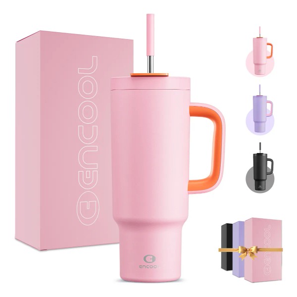 Encool Vaso 40oz Con Asa, Taza De Viaje De Acero