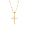 Zircon Stone Studded Cross Necklace for Women 18K Gold Plated