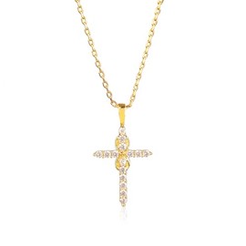 Zircon Stone Studded Cross Necklace for Women 18K Gold Plated Cross Pendant with infinity symbol | Lightweight Adjustable 18K Gold Plated Chain included