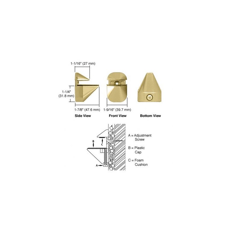 CRL Brass Adjustable Glass Shelf Bracket - Pair
