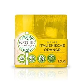 Upcycling-Seife "Italienische Orange", 120g, handgefertigt, vegan, 100% plastikfreie Biofolie