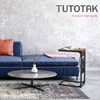 TUTOTAK C Shaped End Table with Charging Station, Side Table