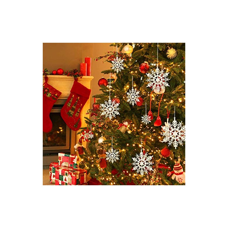 Naler 50 Copos de Nieve para Árbol de Navidad Blancos